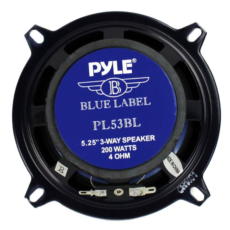 Pyle PL53BL 5.25" 200W 3-Way Car Audio Triaxial Speakers Stereo Blue (Pair) - 4