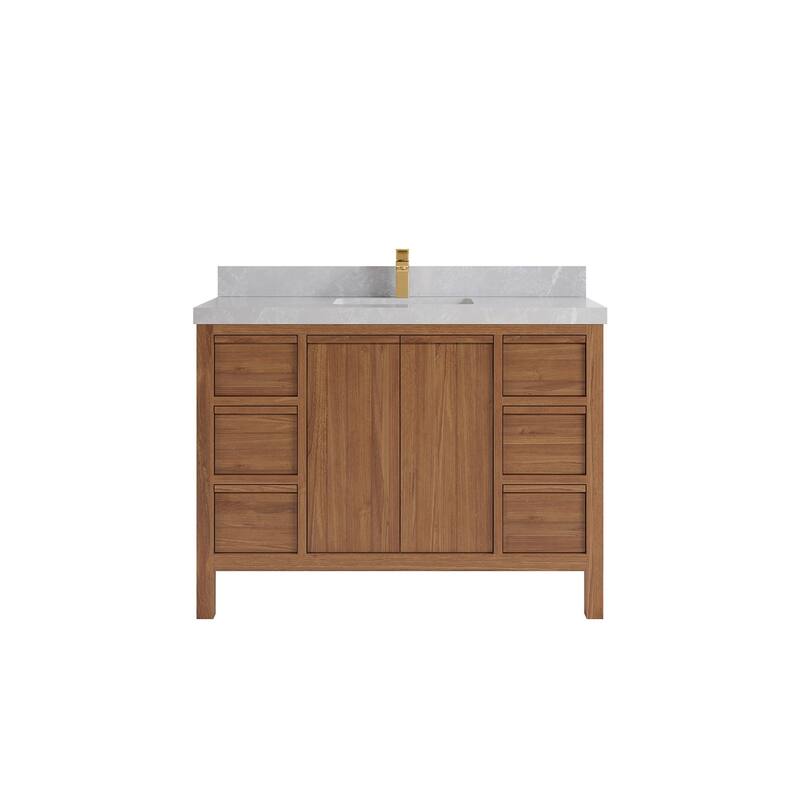 Willow Collections 48 in. W x 22 in. D Elizabeth Solid Teak Single Sink Bathroom Vanity with Countertop