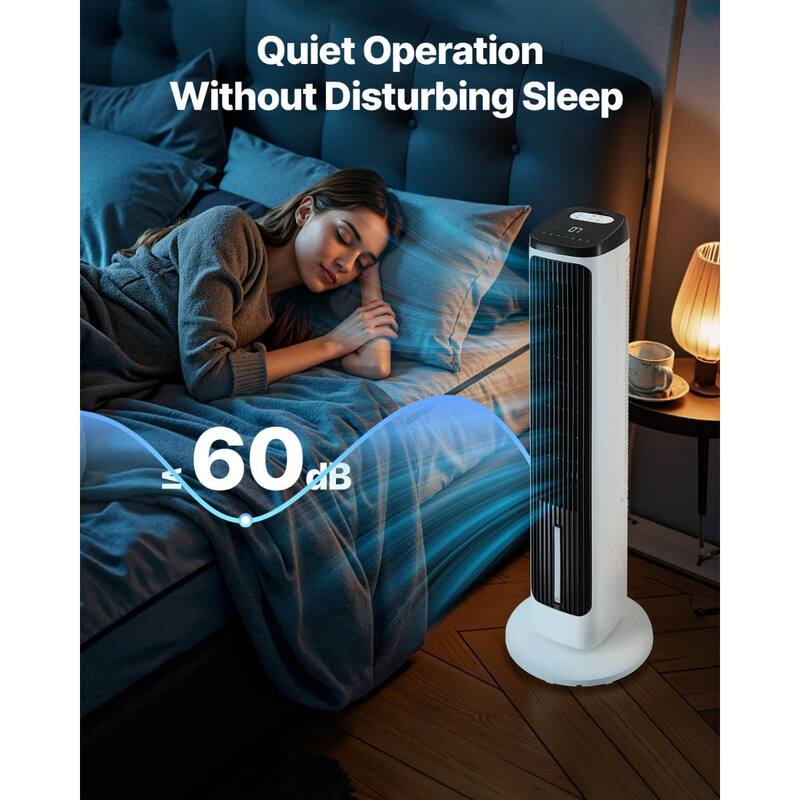Quiet 40" Oscillating Tower Fan with 4L Humidifier and Smart Modes for Bedroom Comfort - 12.1 x 40 inch