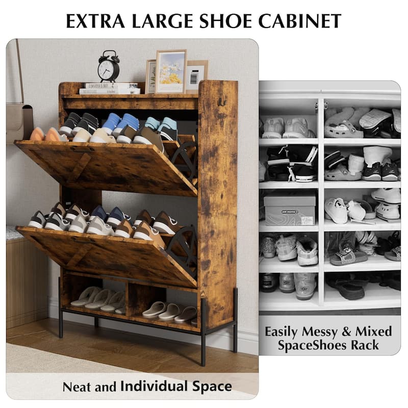 Shoe Cabinet with 2 Flip Drawers - 2 Flip Drawers