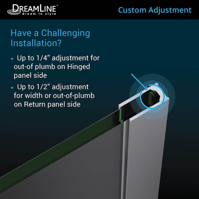 DreamLine Unidoor-X 36 3/8 in. W x 34 in. D x 72 in. H Frameless Hinged Shower Enclosure - 34" x 36.38"
