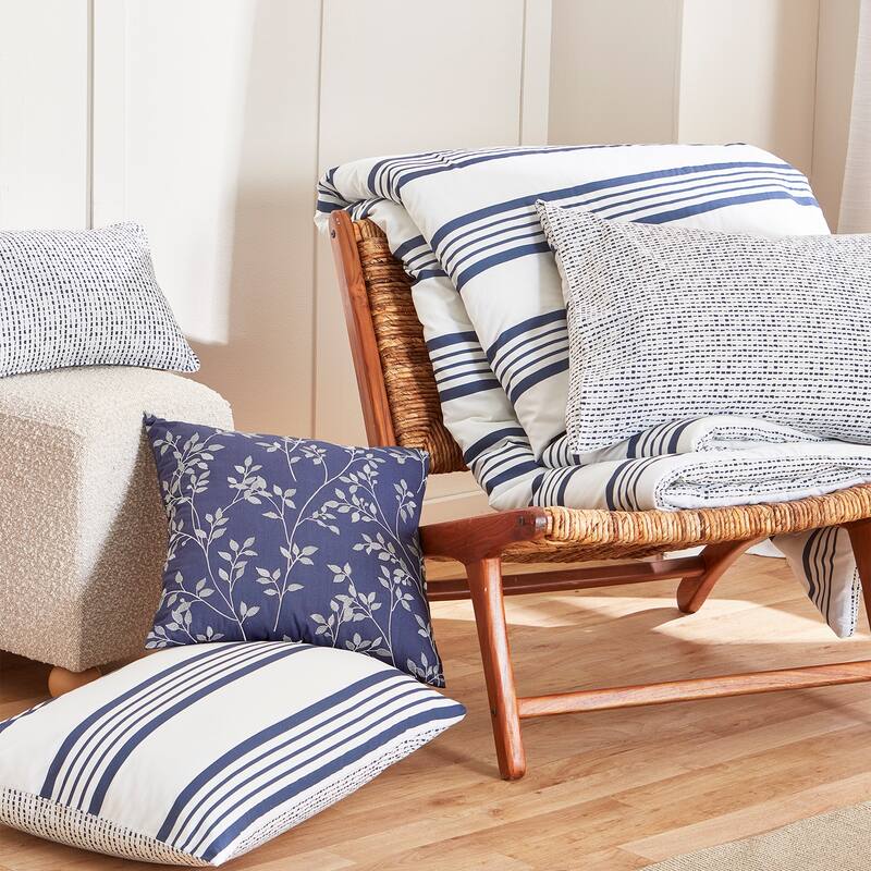 Anne Klein Archer Stripe Cotton Blend Reversible 5-Piece Comforter Set