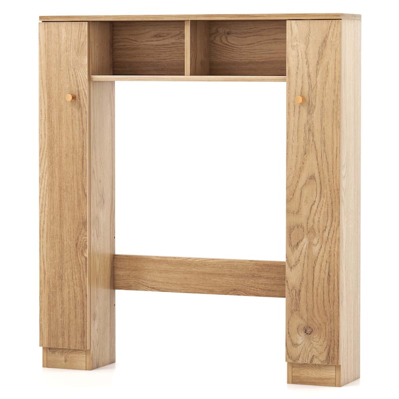 Over The Toilet Storage Cabinet Double Door Bathroom Storage Organizer - Natural