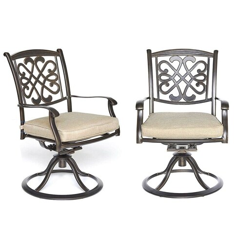 Clihome 2Pcs Cast Aluminum Flower-Shaped Backrest Swivel Chairs