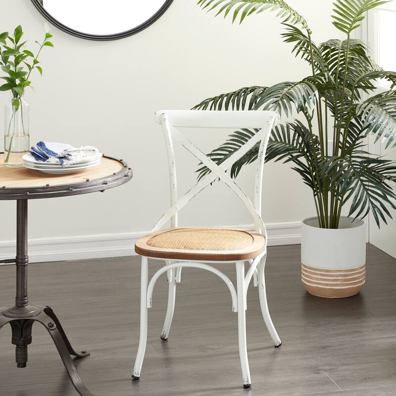 Metal Farmhouse Dining Chair (Set of 2) - 20 x 20 x 35 - White