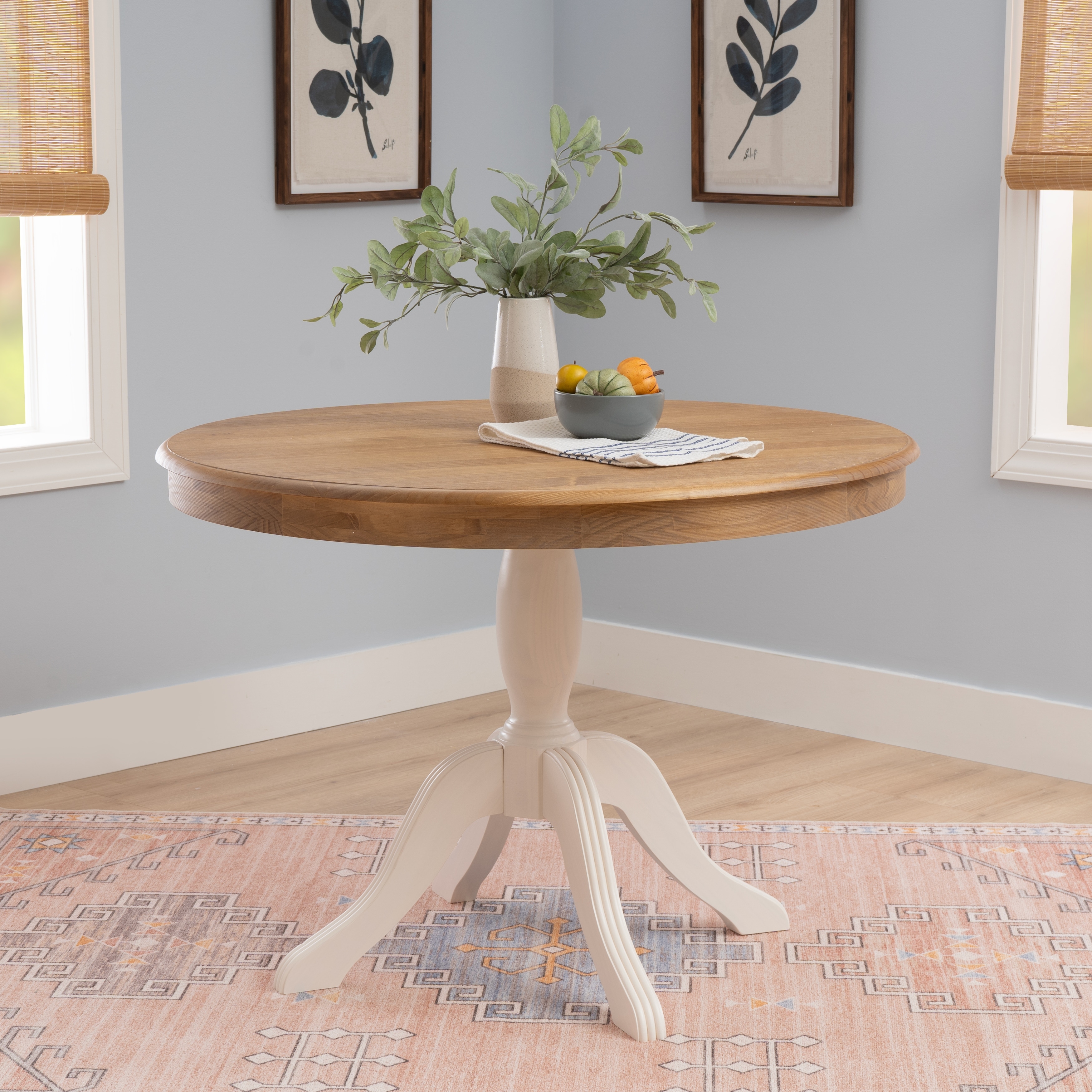 Linon Josie Round Solid Wood Pedestal Table