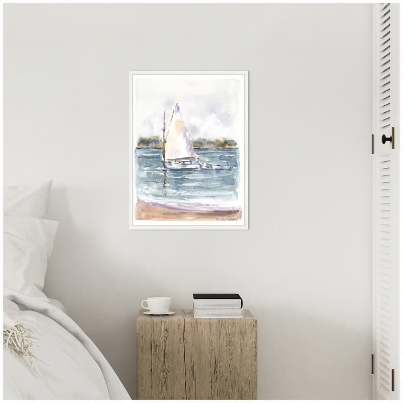Kate and Laurel Sylvie 2 Maryanne Welch Chatham Fog Sailboat Framed Canvas by Patricia Shaw