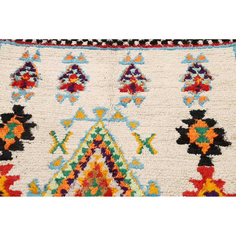Tribal Moroccan Oriental Area Rug Wool Handmade Foyer Carpet - 4'5" x 7'7"
