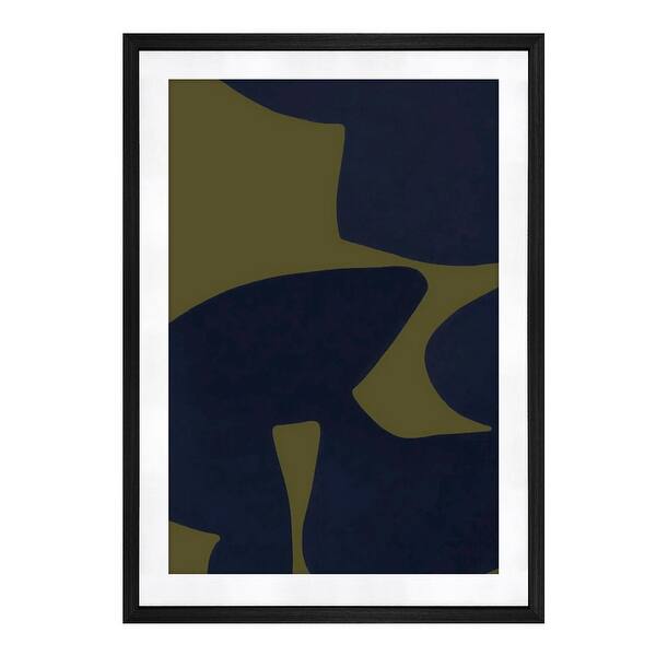 slide 2 of 7, NADAAL STUDIOS Remiel II, Abstract Framed Print, Olive & Navy 20"W x1.18"D x28"H