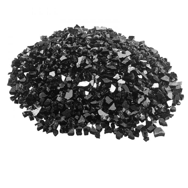 Black Tempered Reflective Crushed Fire Glass 1/2 Inch for Fire Pits - 1/2 inch