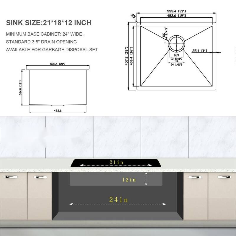 Undermount Laundry Utility Sink Deep Single Bowl 16 Gauge Stainless Steel Laundry Tub Sinks