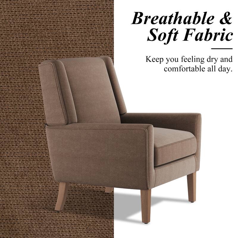 Mid-Century Linen Wing Chair - Tailored Channel Tufting & Walnut Tapered Legs, Compact Accent for Reading Nooks