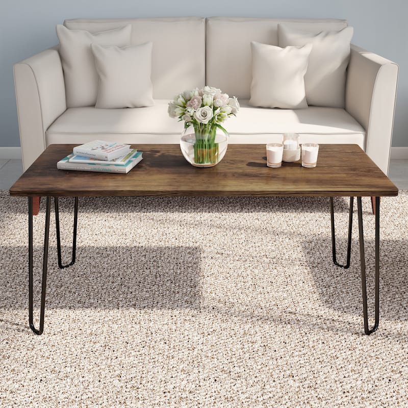 Coffee Table with Hairpin Legs by Lavish Home (Brown)