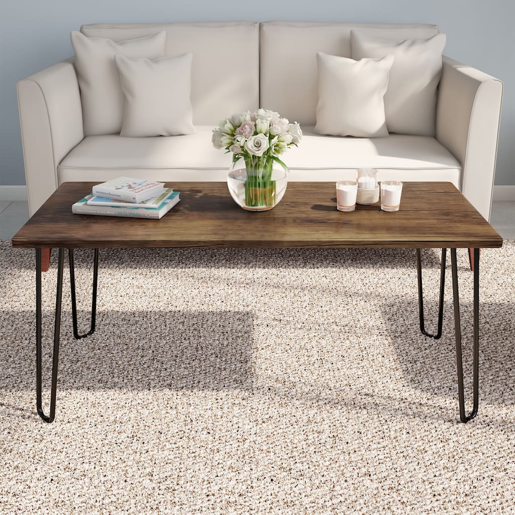Coffee Table with Hairpin Legs by Lavish Home (Brown)