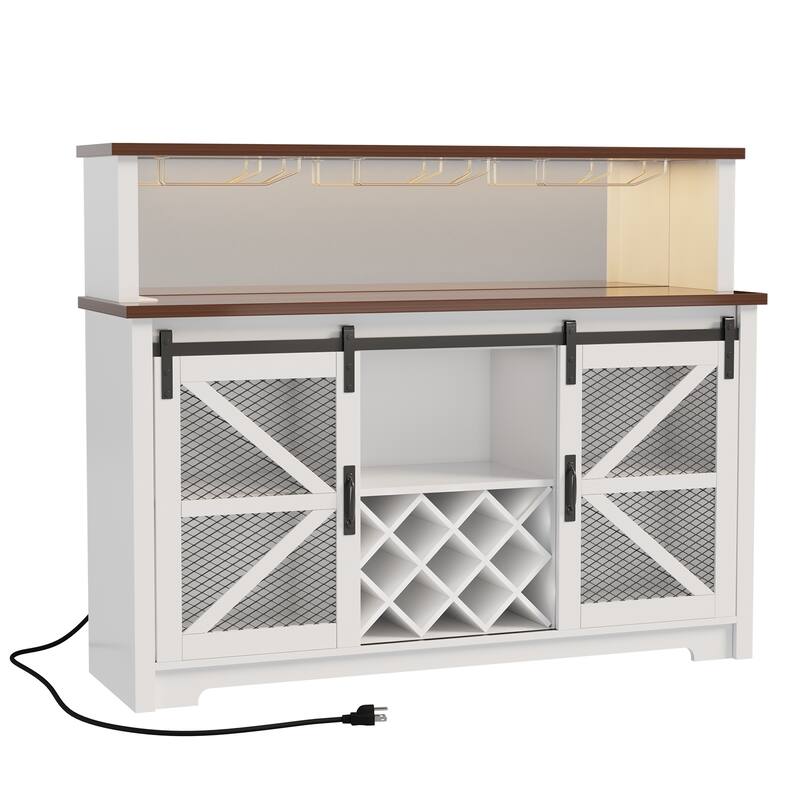 Meyreso Food storage cabinet Contemporary/Modern White Kitchen hutch with Wine Storage