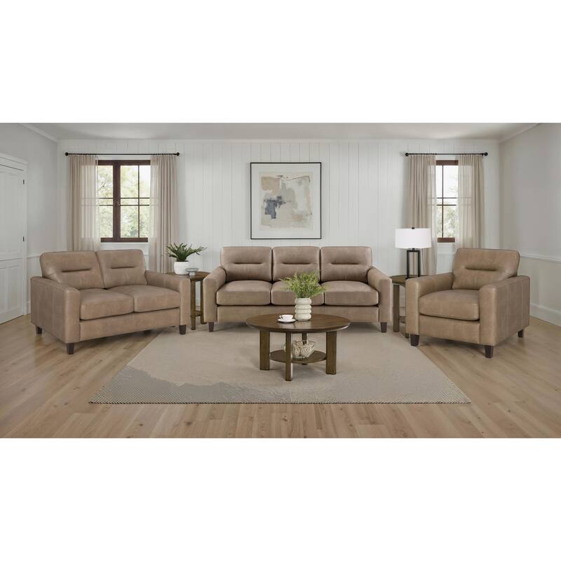 Scotland Faux Leather Upholstered Sofa Set