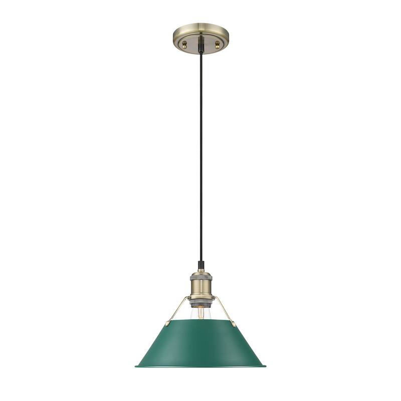 Golden Lighting Orwell Single Light 10" Wide Pendant in Aged Brass