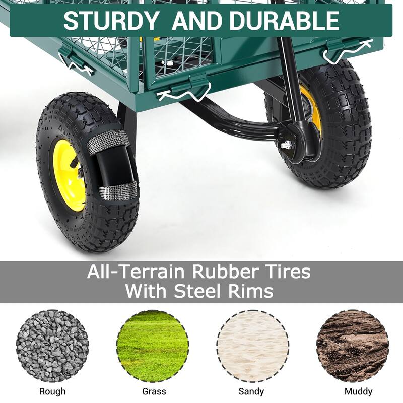 Heavy Duty Steel Utility Garden Wagon Cart with Removable Sides