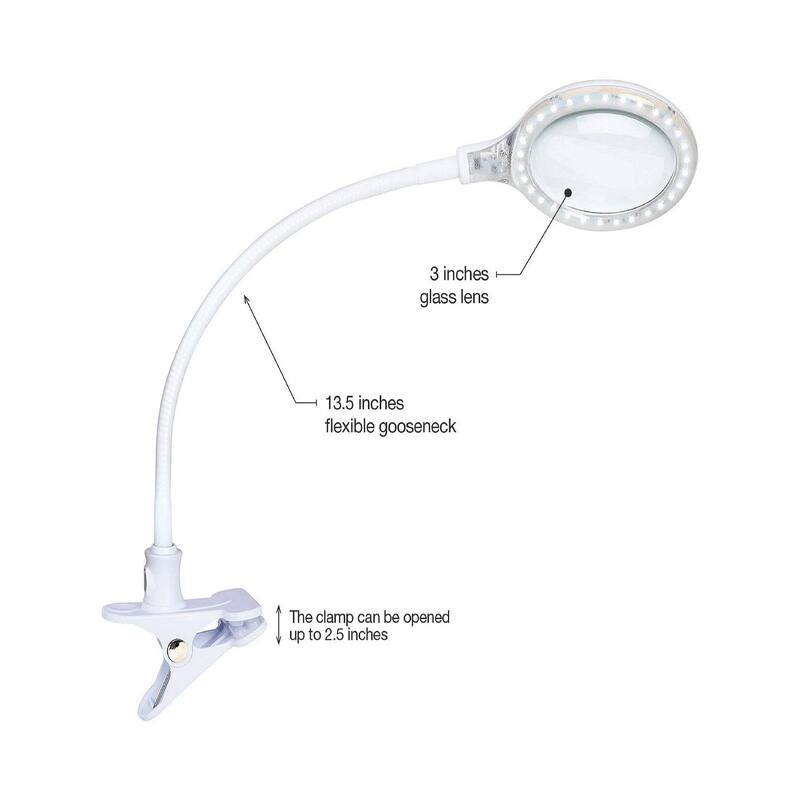 Brightech Lightview Pro 23.5 in. White Plug-in Adjustable Gooseneck 1.75X Magnifying Integrated LED Desk Lamp