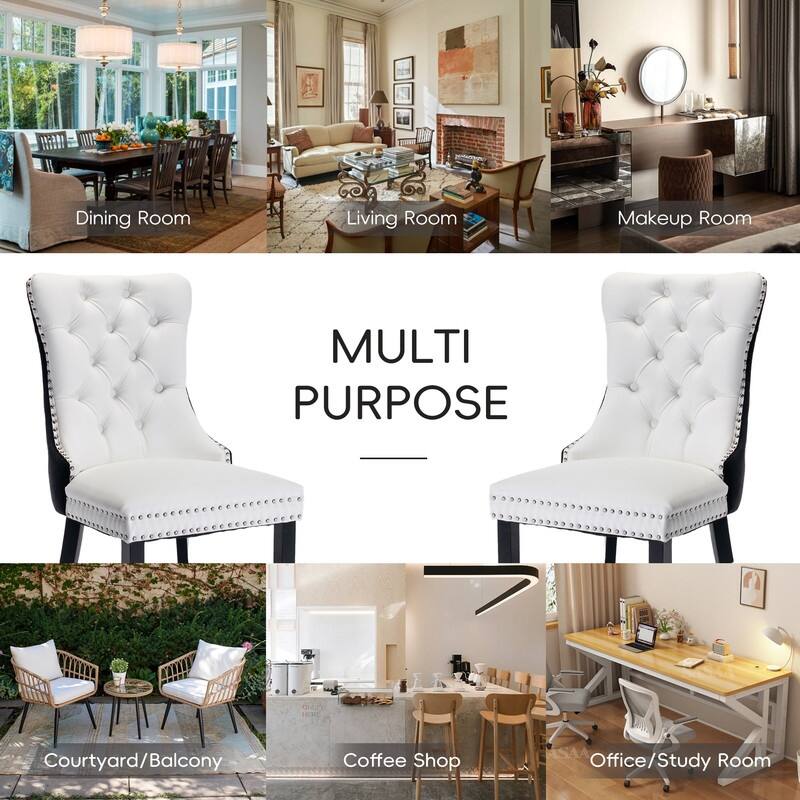 Tufted Naliheads Solid Wood Upholstered Dining Chairs Set of 8