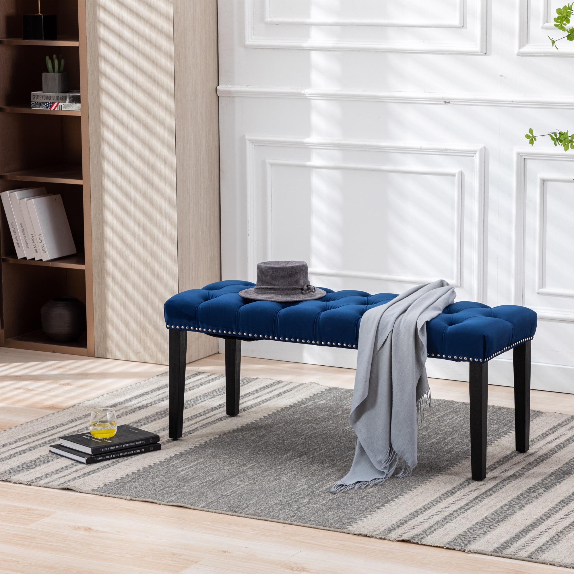 Tufted velvet stool on sale