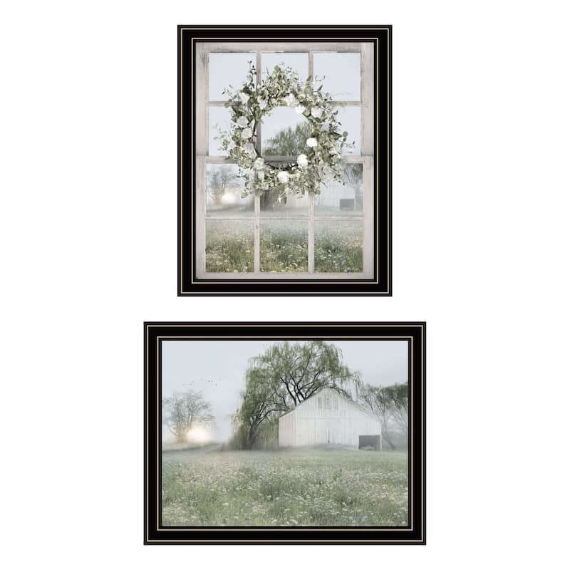 Trendy Decor 4U "Green Country Morning" Printed Framed Wall Art by Lori Deiter - Multi - 14 x 18