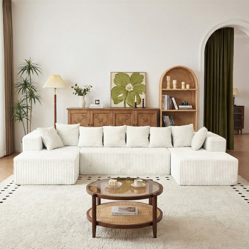 GDFStudio - American Design Modular 130" U-Shaped Sectional Sofa, Chaise Lounge with Reversible Layout