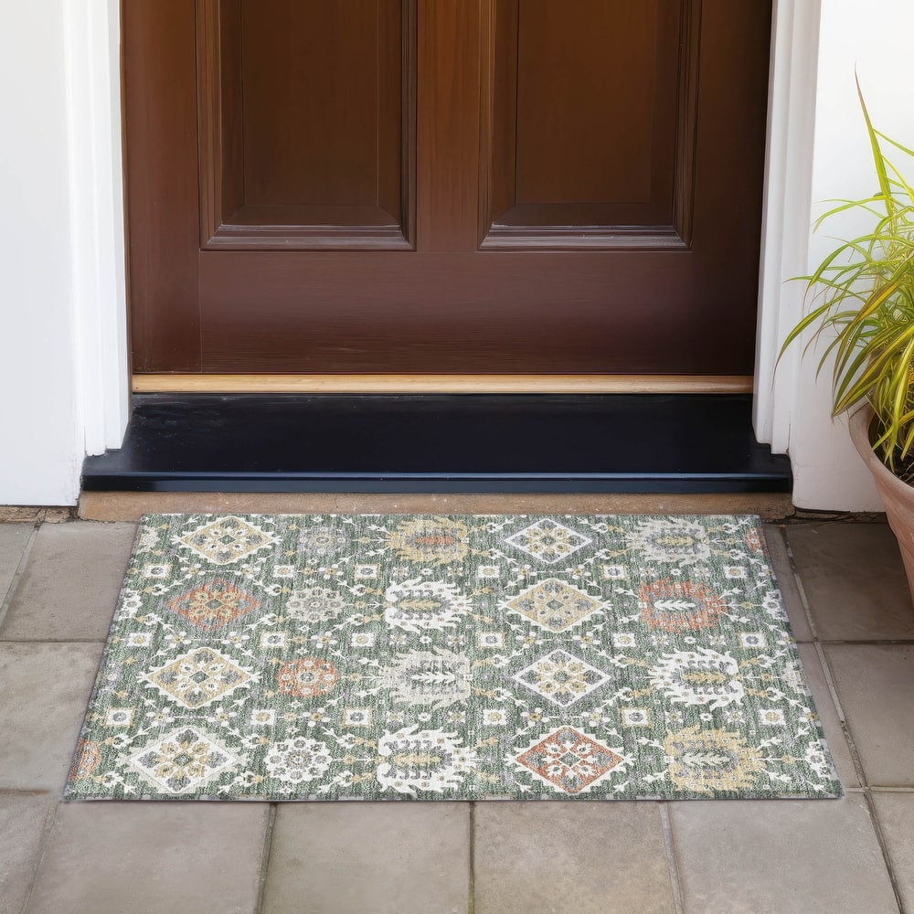 Machine Washable Indoor/Outdoor Boho Global Chantille Rug