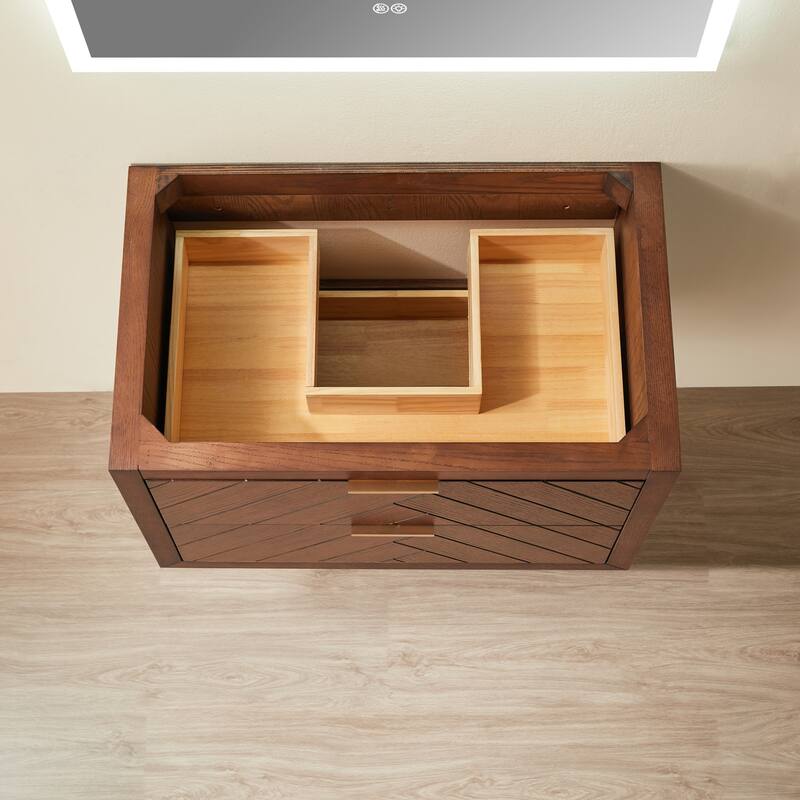 30" Wall Mounted & Floating Single Vanity with Ceramic Sink