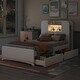 preview thumbnail 17 of 28, Twin Size Platform Bed Frame with LED Headboard, 2 Drawers, and 6 Storage Shelves, Solid & Silent Construction, Oak Finish