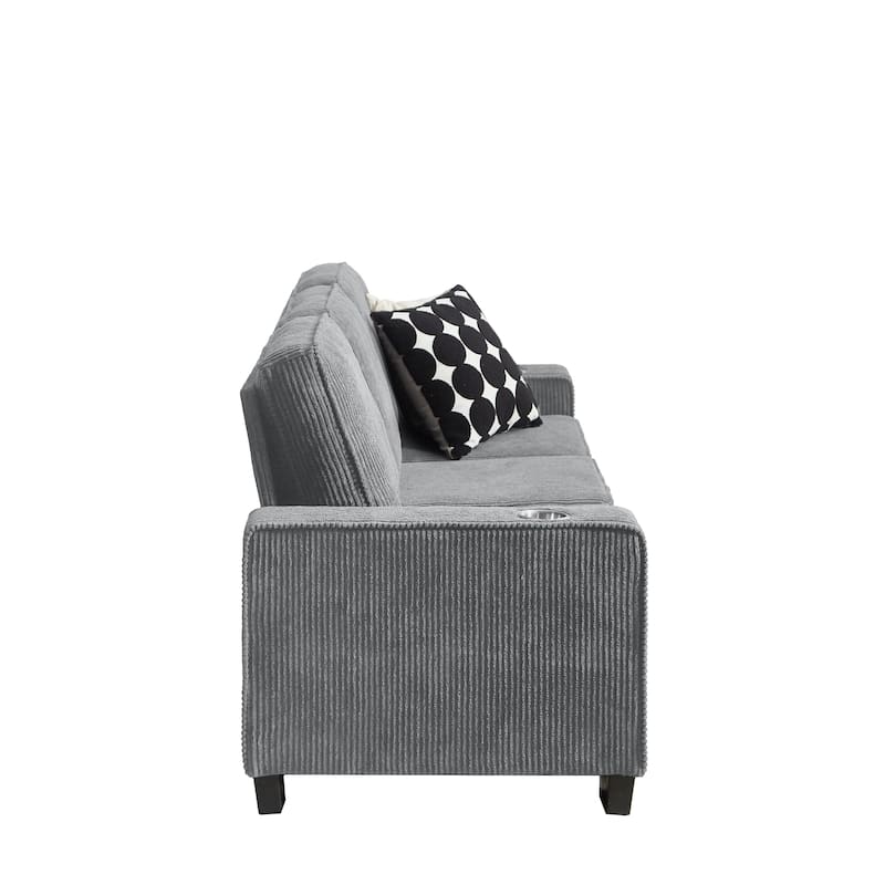 83.86"Corduroy Fabric sofa,Modern Compressed Couch,3-Seater Sofa, Furniture