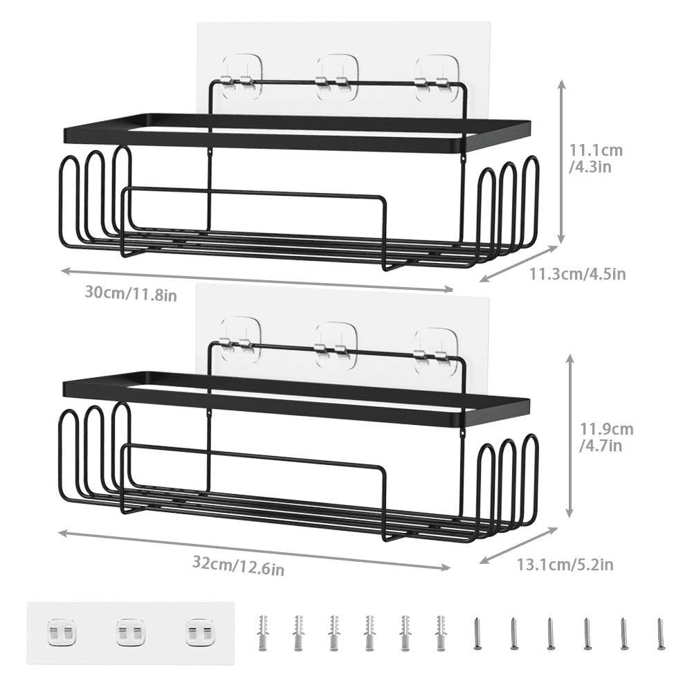 Shower Shelves Stainless Steel Self Adhesive Shower Caddy, 2 Pcs Black