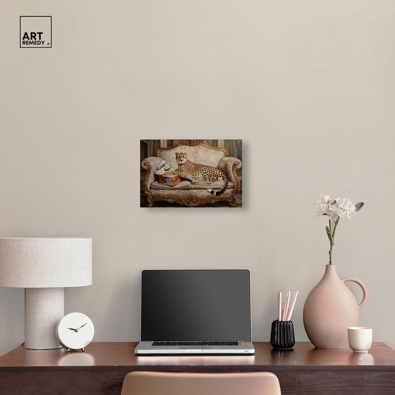 Lounging Sneaker Cheetah Canvas by Art Remedy, Gallery Wrapped