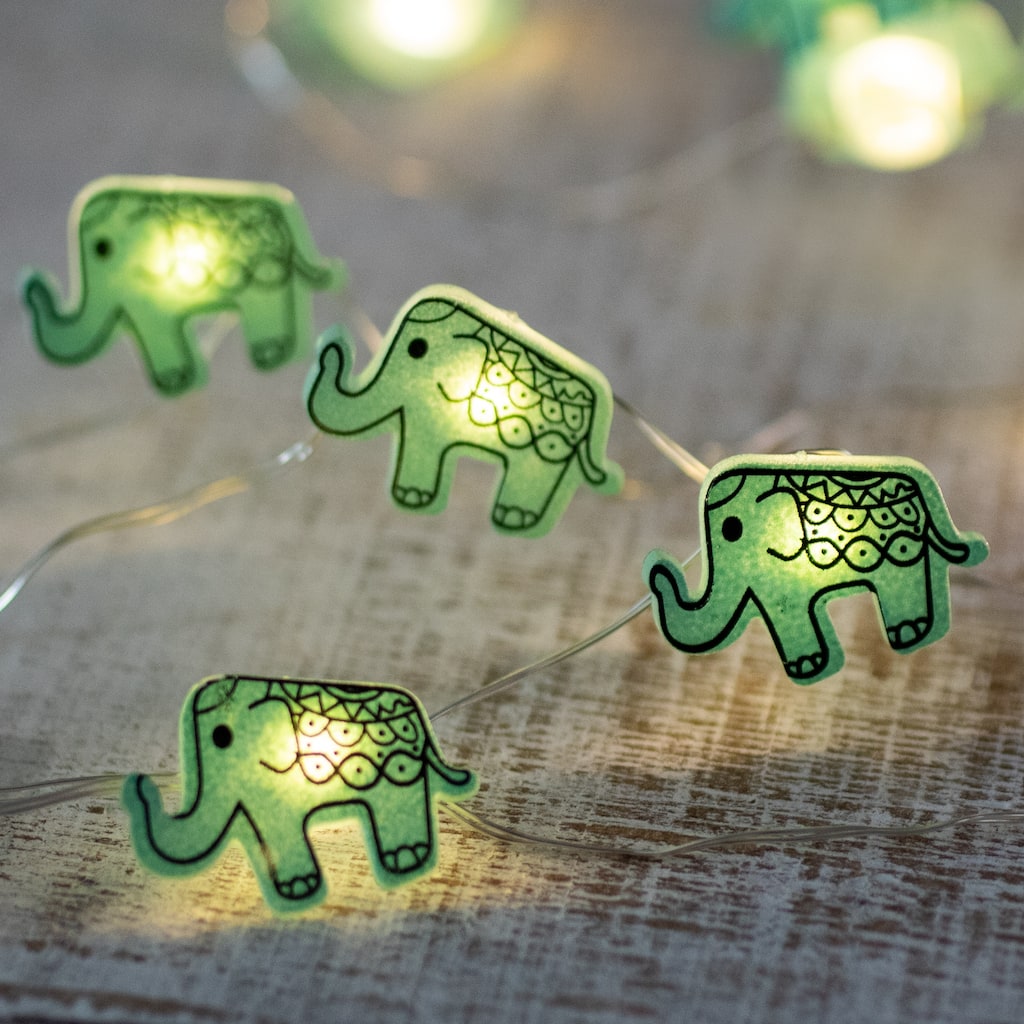 LED Elephant Fairy Lights - Warm White - 2.75' Silver Wire - 10ct