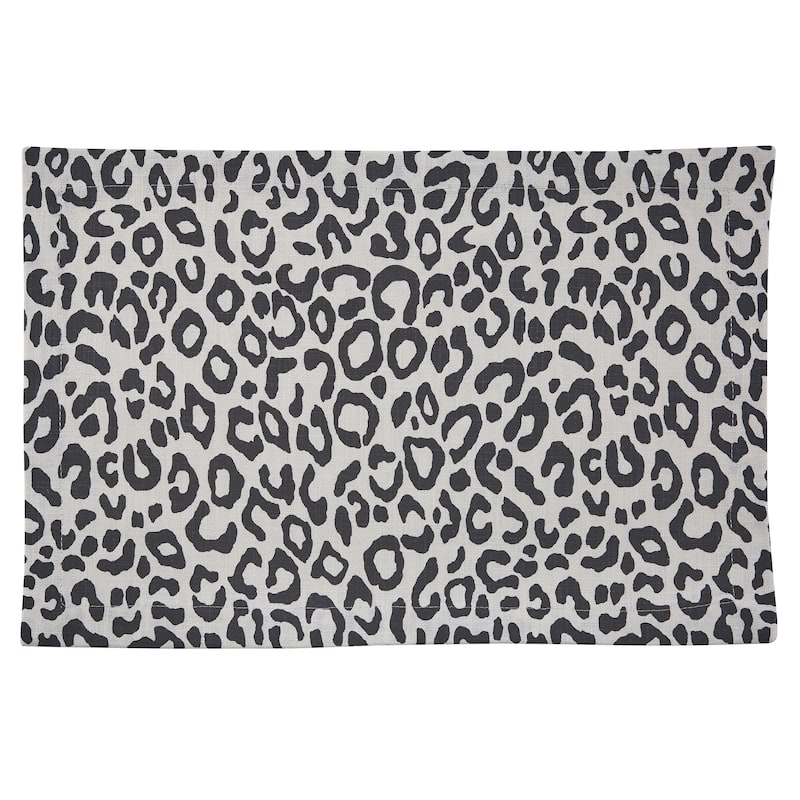 Split P Black Safari Leopard Print Placemat Set of 4 - 13" x 19"