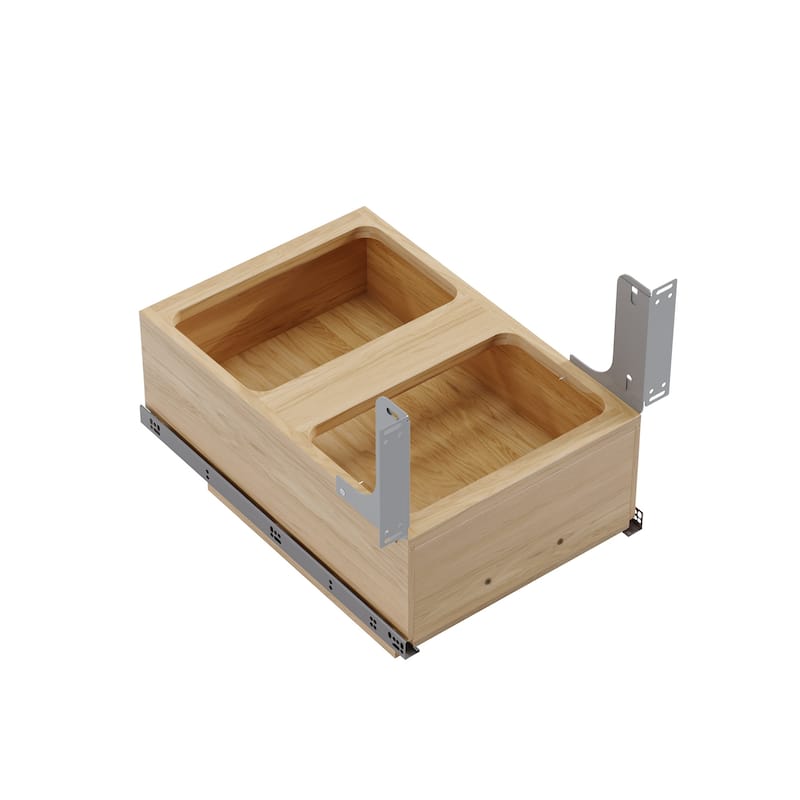 Dowell Trash Can Pull Out Set - 18" Wide w/Wood Base