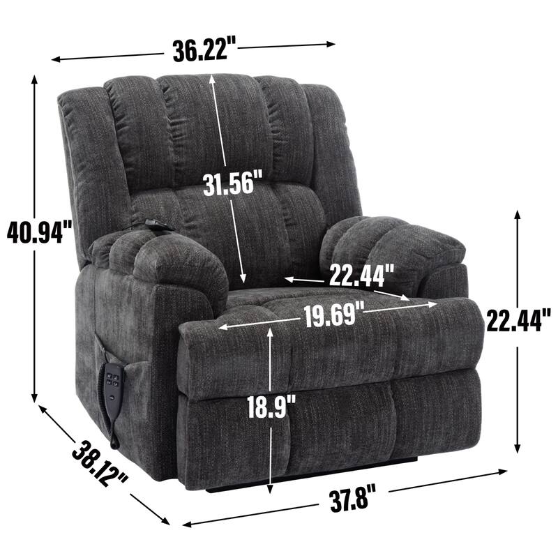 Roomfitters Dual Motor Power Lift Recliner Chair with Heat and Massage Infinite Position Heavy Duty Sofa for Seniors