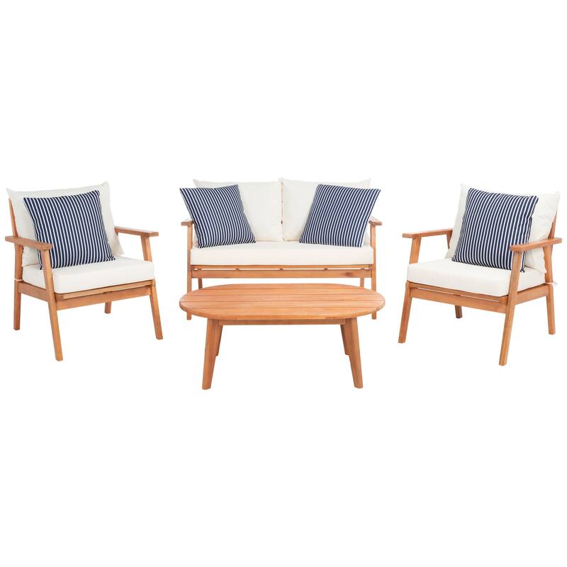 SAFAVIEH Outdoor Deacon 4-piece Conversation Patio Set. - 49" W x 30" D x 31" H
