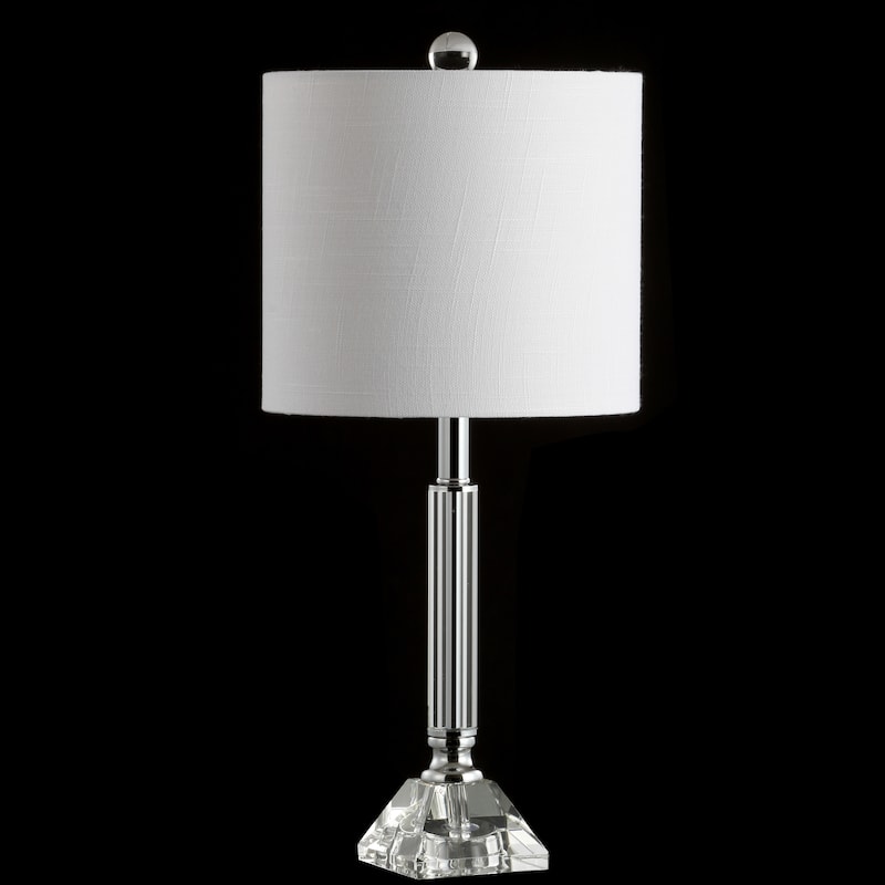 Goddard 19.5" Crystal Column/Metal LED Table Lamp, Clear by JONATHAN Y