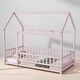 preview thumbnail 6 of 36, Twin / Full Size Wooden House Bed with Fence and Roof bed Frame, Montessori Style Floor Bed for Kids