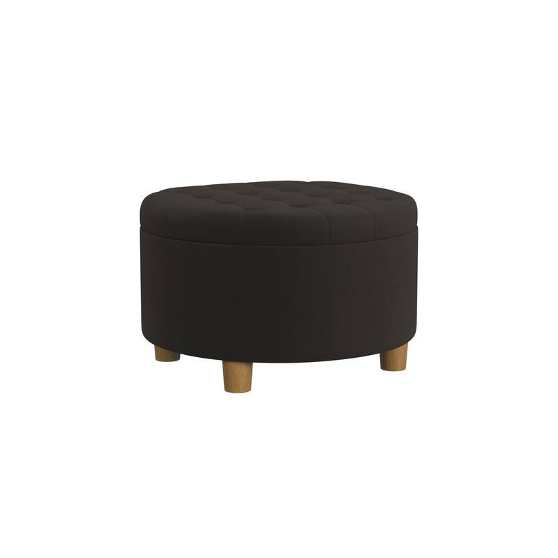 HomePop Button Tufted Round Storage Ottoman