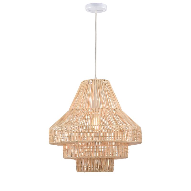 Anita Cream 1-Light 3-Tier Rattan Basket Pendant Light