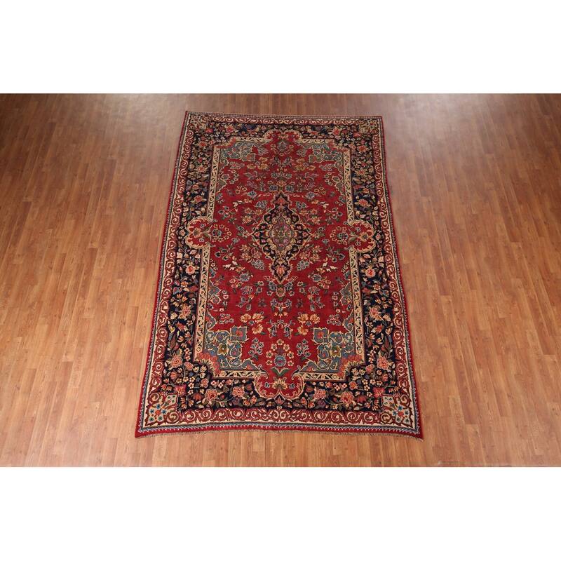 Yazd Antique Persian Area Rug Hand-Knotted Wool Carpet - 6'6" x 10'1"