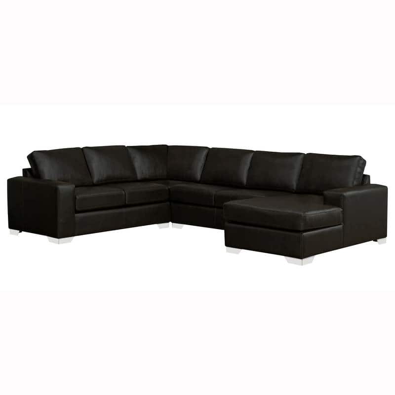 Mitchell Modern Premium Top Grain Italian Leather Sectional Sofa - Black