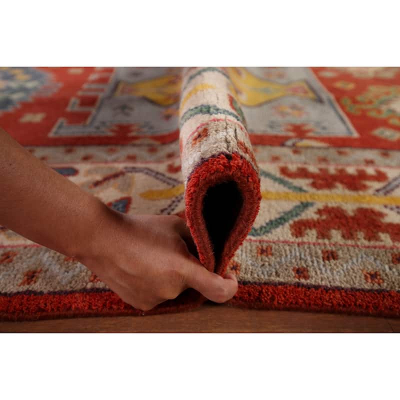 Heriz Serapi Indian Area Rug Handmade Geometric Wool Carpet - 8'10" x 11'9"