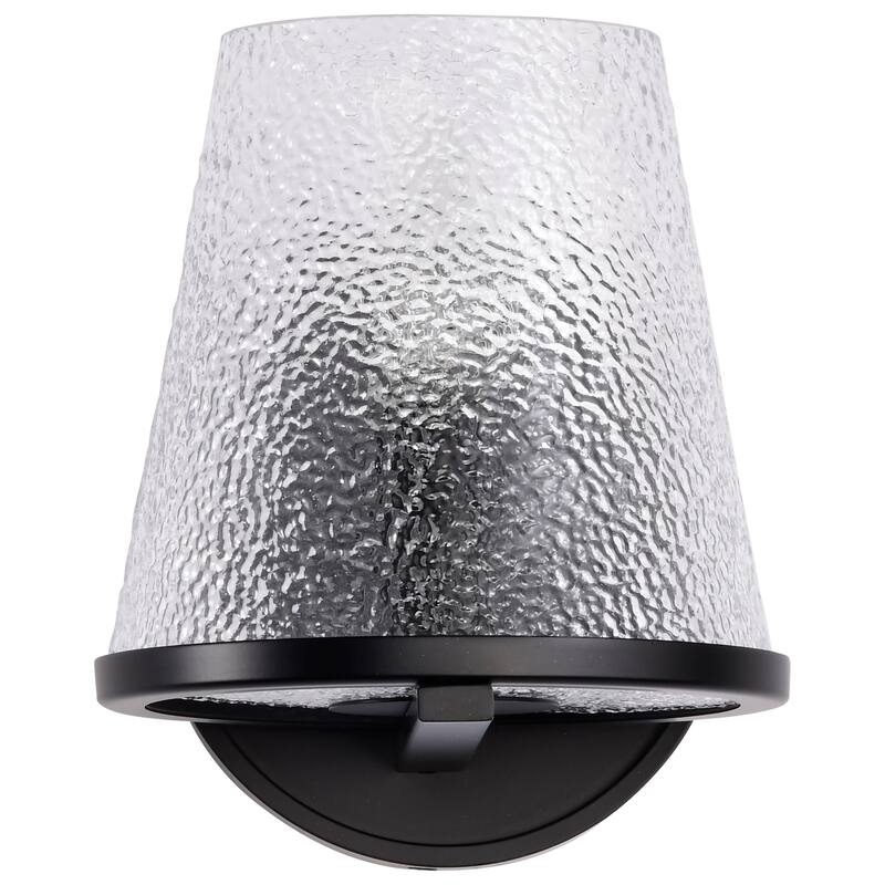 Valentine 1 Light Vanity Black Finish Hammered Glass