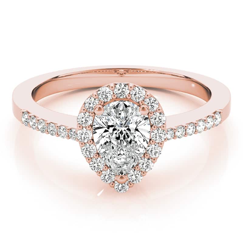 Auriya 14k Rose Gold Lab Grown Pear Diamond Halo Engagement Ring 0.50 to 5.00 ct. tw. (F-G VS)