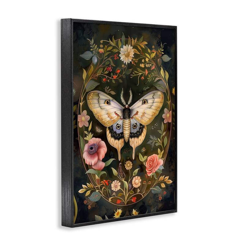 Stupell Victorian Botanicals & Moth Framed Giclee Art Design By The Dutch Lady