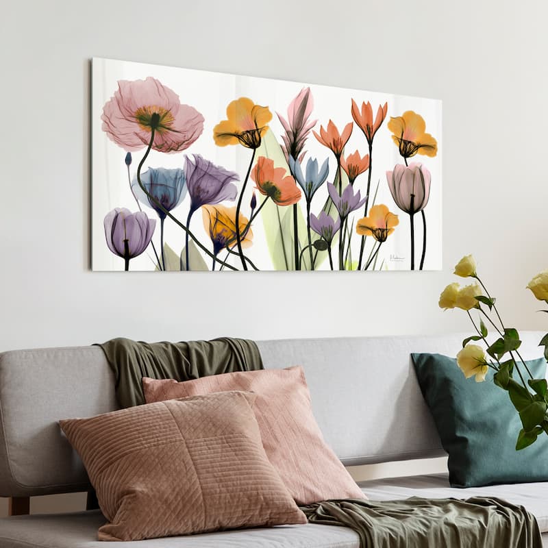 "Flowerscape Portrait" Frameless Free Floating Tempered Glass Panel Graphic Wall Art