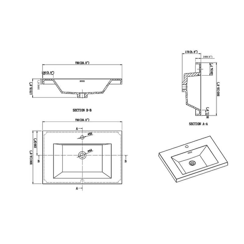 Noble 30" Wall Mounting Vanity with Reinforced Acrylic Sink